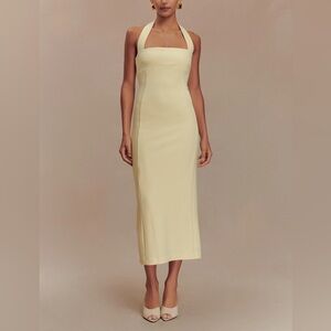 Elegant Yellow Halter Women's Dress